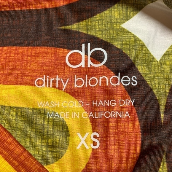 Dirty Blondes retro print workout leggings size XS NWOT - Picture 3 of 4